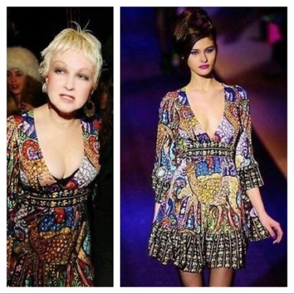 Betsey Johnson Mosaic Deer Flutter Sleeve Dress - Picture 2 of 7